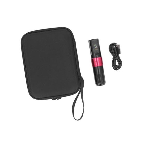 Stylo de Machine à Tatouer Fil, Stylo à Cartouche Fil 2000 MAh Ergonomique pour Magasin de Tatouage et Tatoueur Rouge 