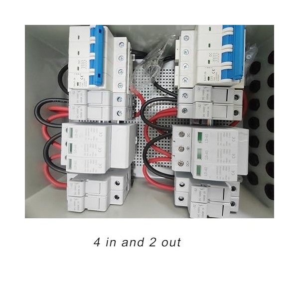 Boîte de Combinaison Solaire PV, Protection contre les Surtensions 4 dans 2 Sorties DC1000V PV Combiner Box IP65 Forte capaci