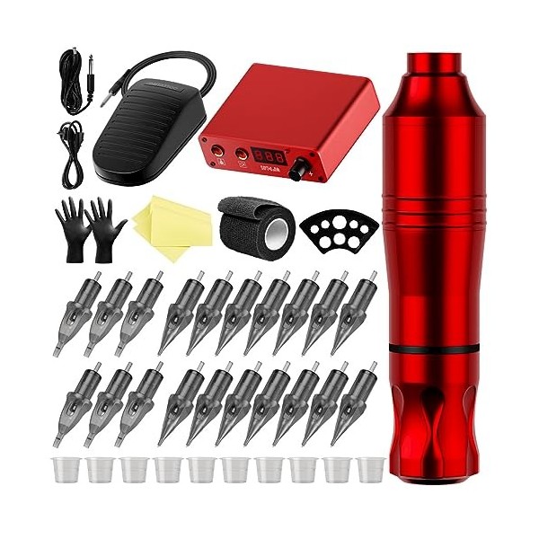 TTOOGO Kit De Stylo De Tatouage - Kit De Tatouage Complet,Argent