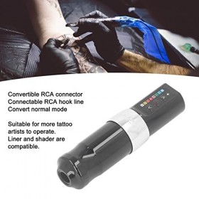HOHXFYP Stylo de Tatouage Sans Fil, Pistolet de Tatouage 2 en 1 à Double Batterie 2400 mAh Avec 4 Tabliers Fixes et Anneau en