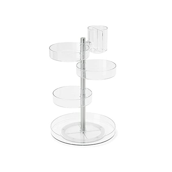 Rotating Makeup Organizer 360 Adjustable Cosmetic Carousel Spinning Holder Rack Dressing Table Desktop Skin Care Product Stor