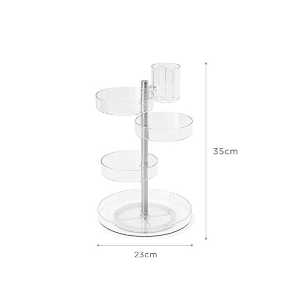 Rotating Makeup Organizer 360 Adjustable Cosmetic Carousel Spinning Holder Rack Dressing Table Desktop Skin Care Product Stor