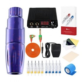 Machine à Tatouer, Maquillage permanent pourpre Tatouge de tatouage pour violet Pistolon à stylet avec kit de tatouage de car