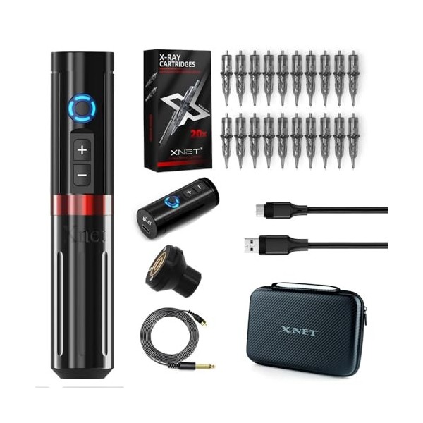 Kit de stylo de tatouage The Free Spirit Wireless Tattoo Machine 1200mAh Lithium Batter,Rouge