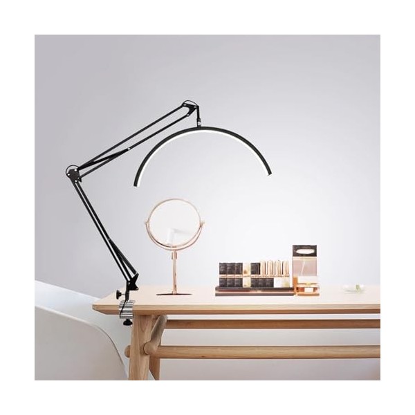 Lampe de Bureau LED, Clip Réglable et Pliable en Forme de U. Lampe de beauté avec Télécommande, 110-240 V pour Salon de beaut