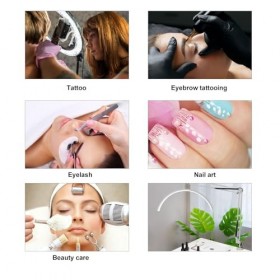 Lampe de Bureau de beauté à LED, Lampe de Bureau de beauté Demi-lune Pliable à Double Bras 110-240 V pour Magasin de Tatouage