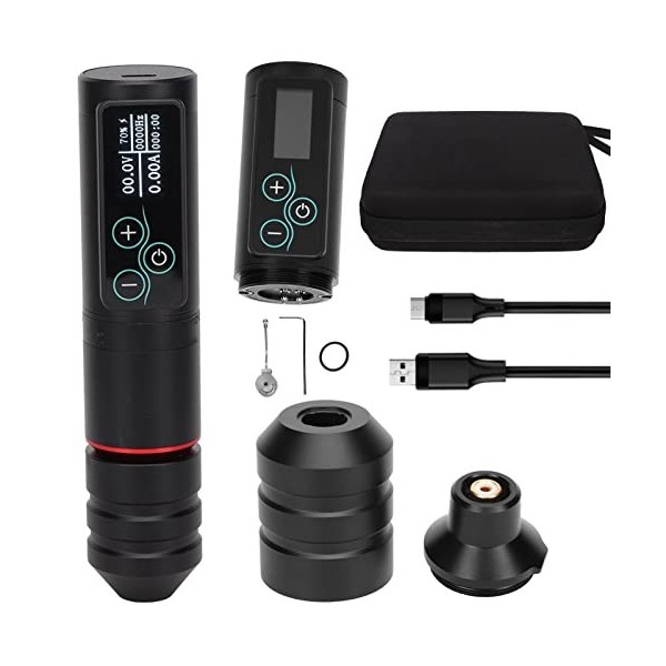 Kit de Stylo de Machine à Tatouer sans Fil avec écran LCD Numérique Batterie de Recharge 2400mAh Équipement de Pistolet de Ta