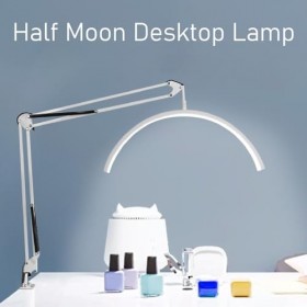 Lampe de Bureau Beauty, Lampe de Bureau en Croissant Blanc à Clip Maximum de 6 Cm 3000K-6000K pour Salon de beauté Prise UE 