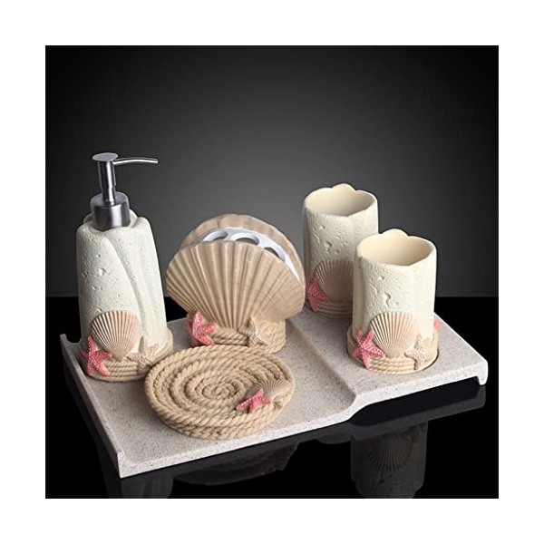 CHUNYU Mignon Plage Style Salle de Bain Salle de Bain Lavage Ensemble Fournitures de Toilette Ensemble brossage Tasse rince-B