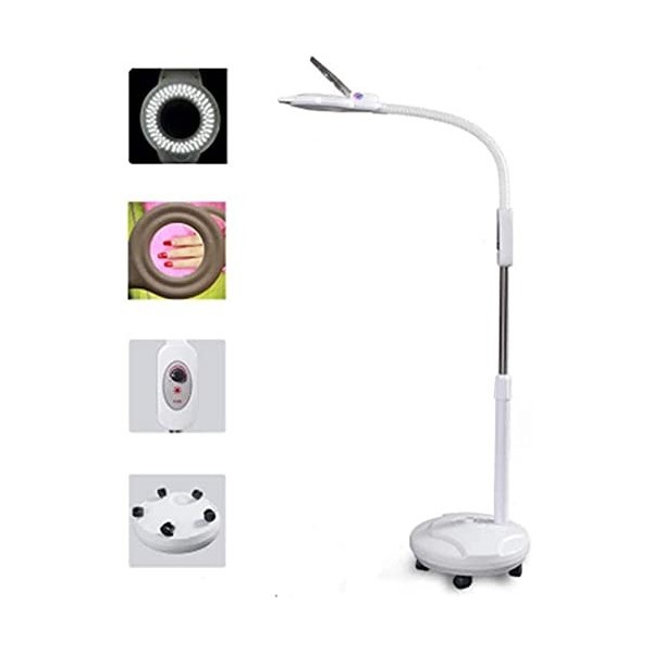 Lampe de salon de beauté 18X pour tatouage lumière LED froide loupe sourcils cils ongles chirurgie de lacné lampadaire sans 