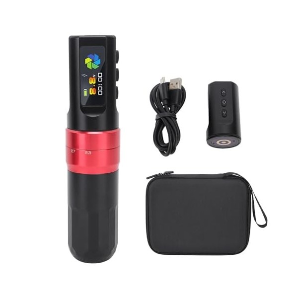 Machine à TatouerFil, Stylo Rotatif avec Grand écran LCD Couleur, Kit de Stylo de Tatouage avec Alimentation par Batterie pou