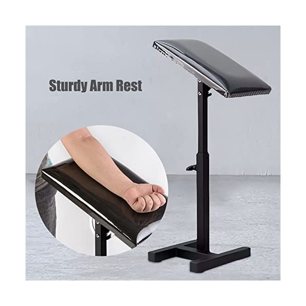 HAIXHX Accoudoir de Tatouage Appui-Bras Noir pour Tatouage, Appui Bras Jambe de Tatouage en métal Stable avec Fond antidérapa