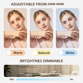 Lampadaire LED pour Cils, Lampe Demi-Lune LED 26,5 Pouces, Température de Couleur Réglable, Lampe à Cils LED avec Strass Déco