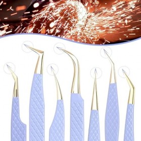WODMB Tippes de Falsification Violet Fausses for Les Cils en Acier Inoxydable en Acier Inoxydable Cils à la Bande incurve Maq...