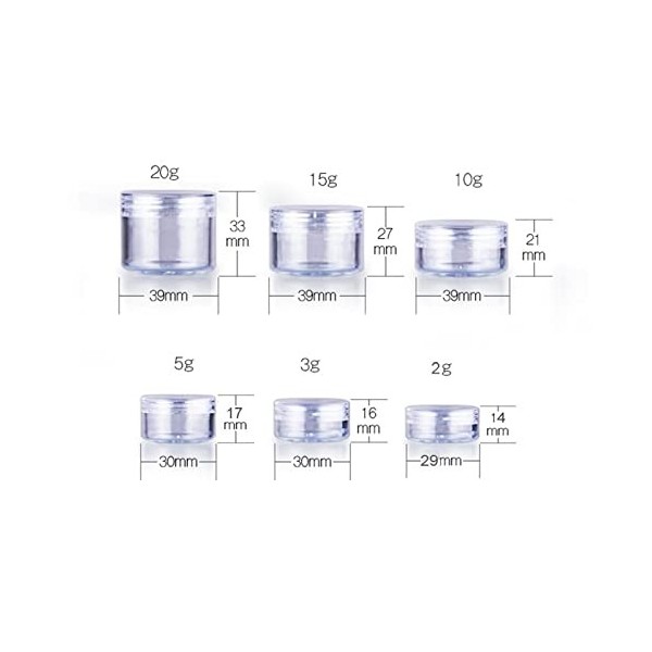 10pcs Make Up Jar Cosmetic Sample Empty Container Plastic Round Lid Small Bottle Eyeshadow Cream Travel Pot 2g 3g 5g 10g 15g 