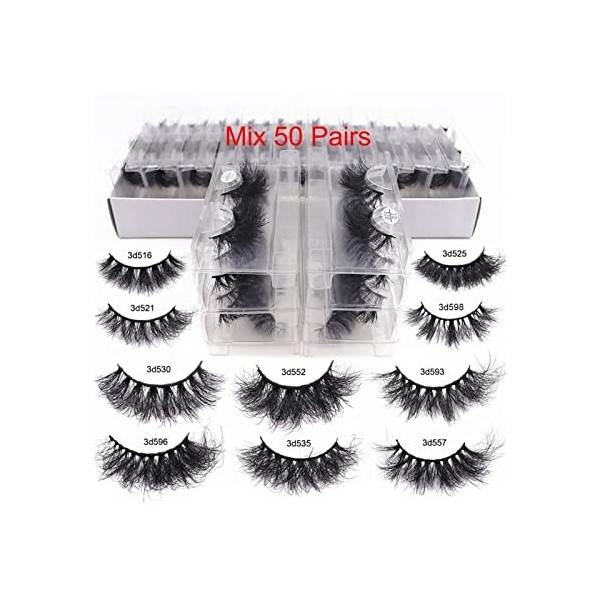 ZSYXM Cils Faux Soft Fluffy Mord Naturel Mink Lashes Maquillage Mink Cils Mink Cils Naturel Cils Cils Bulk 5/30/50 Paires Co