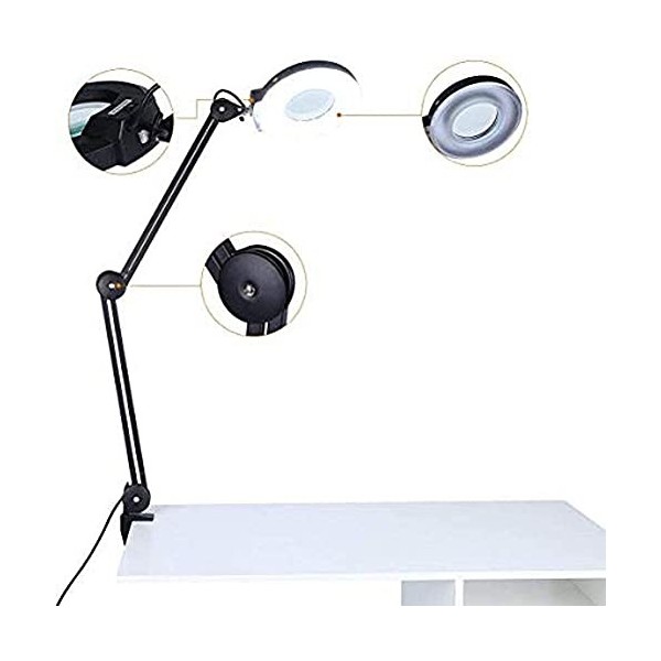 Magnifier Magnifying Glass Magnifier LED Magnifier Light Nail Tattoo Salon Adjustable Rotating Arm 5X Magnifier