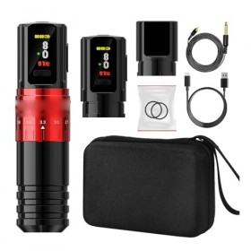 Kit de Machine à Tatouer LCDFil 2 en 1, Puissant Moteur à Coupelle Creuse, 7 Temps Réglables, Doubles Batteries 2400 MAh, ave