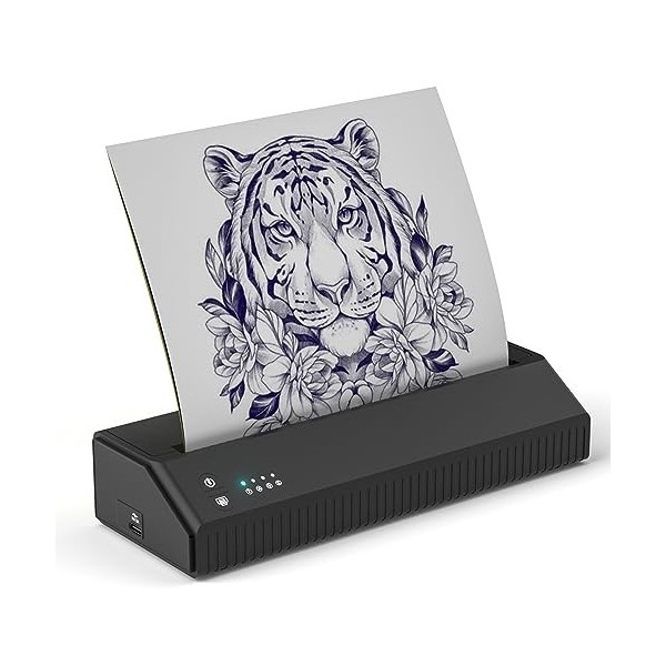 HYQFSAD Imprimante de Pochoir de Transfert Bluetooth sans Fil, Machine de Pochoir de Tatouage avec Papier de Transfert, kit d
