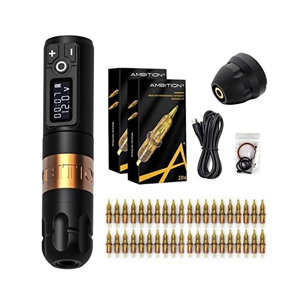 MAXSMLZT Kit de Tatouage de Soldat de Machine de Stylo de Tatouage sans Fil Professionnel réglé pour LArtiste de Tatouage ou