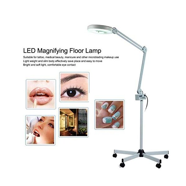 Gcxzq Loupe 5X LED Lampe avec Support de roulement à Bras réglable Bras pivotant Beauty Lampe de beauté for Tatouage Pliant S