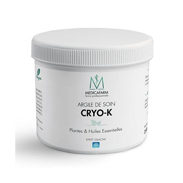 MEDICAFARM - Argile de soin CRYO-K - Aux plantes et huiles essentielles - Effet glacial - Aide à soulager les douleurs et amé