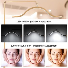 BROLEO Lampadaire Demi-lune, luminosité Réglable, Lampe à Cils Demi-lune de 29 Pouces pour lenseignement en Direct Prise UE