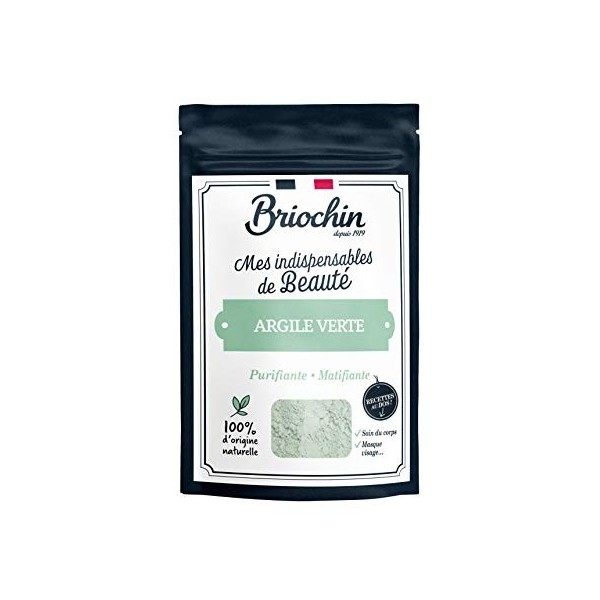 Briochin depuis 1919-Argile Verte 100% dOrigine Naturelle 200 g -Soin corps,visage et cheveux -Purifiante et Matifiante -Ind