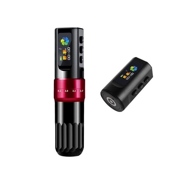 Kit de Stylo de Tatouage sans Fil, Alimentation Rotative à Double Batterie 2000 MAh avec Grand écran LCD Couleur, Kit de Mach