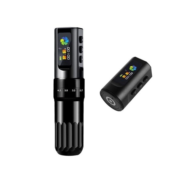 Kit de Stylo de Tatouage sans Fil, Alimentation Rotative à Double Batterie 2000 MAh avec Grand écran LCD Couleur, Kit de Mach