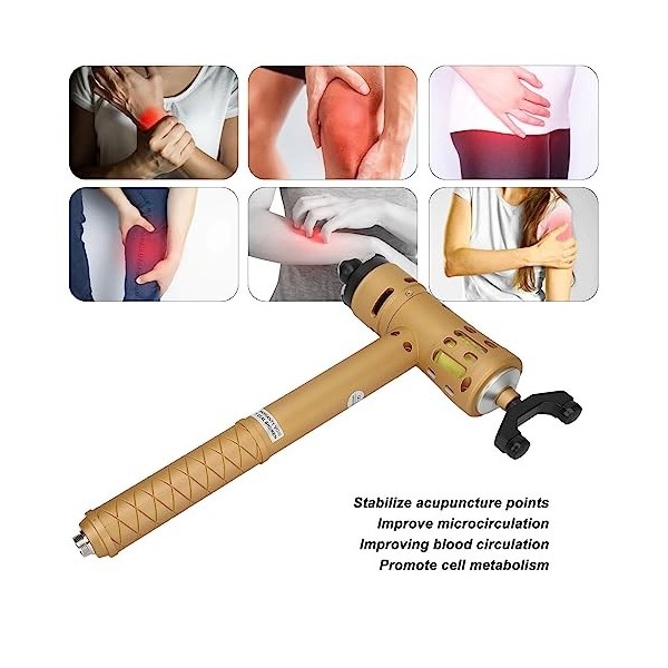 Golden Shocwave Machine, Appareil de Thérapie par Ondes de Choc Massage Relaxant Musculaire Soulage les Douleurs Électrique 1