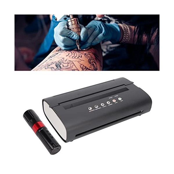 Machine de Transfert de Tatouage Thermique, Stylo de Tatouage Complet avec Papiers de Transfert Grip Bandage