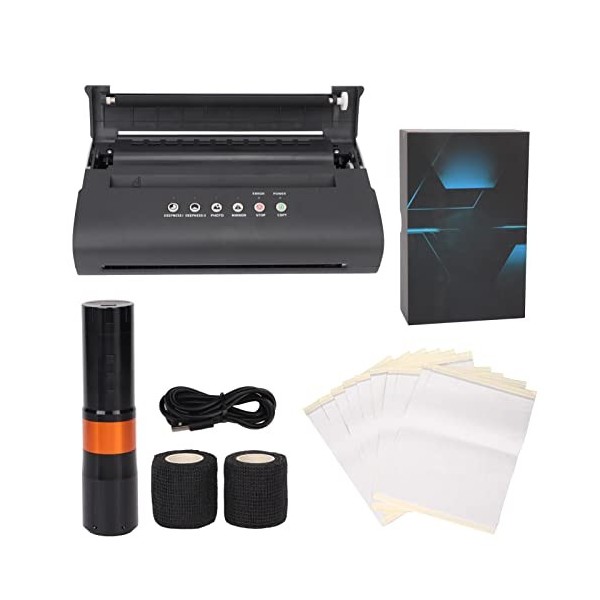 Kit de Machine de Stylo de Tatouage, Ensemble Professionnel de Machine de Transfert de Tatouage Thermique Orange