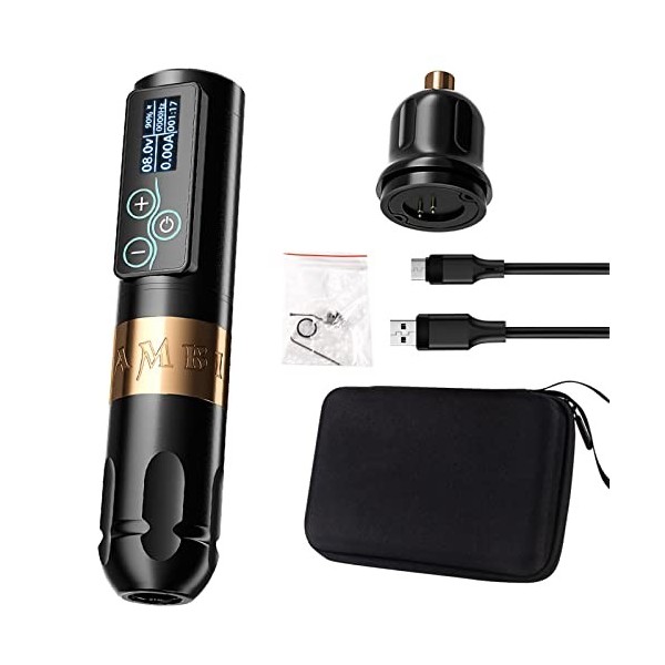 Faire Pivoter Stylo Machine Tatouer Machine Stylo Tatouage Sans Fil Tatouage Batterie 2400mAh Longueurs Course Réglables Kit 