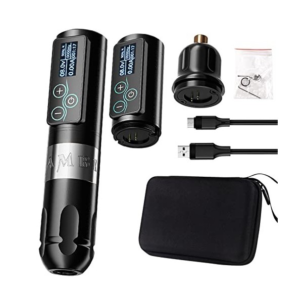 Faire Pivoter Stylo Machine Tatouer Machine Stylo Tatouage Sans Fil Tatouage Batterie 2400mAh Longueurs Course Réglables Kit 