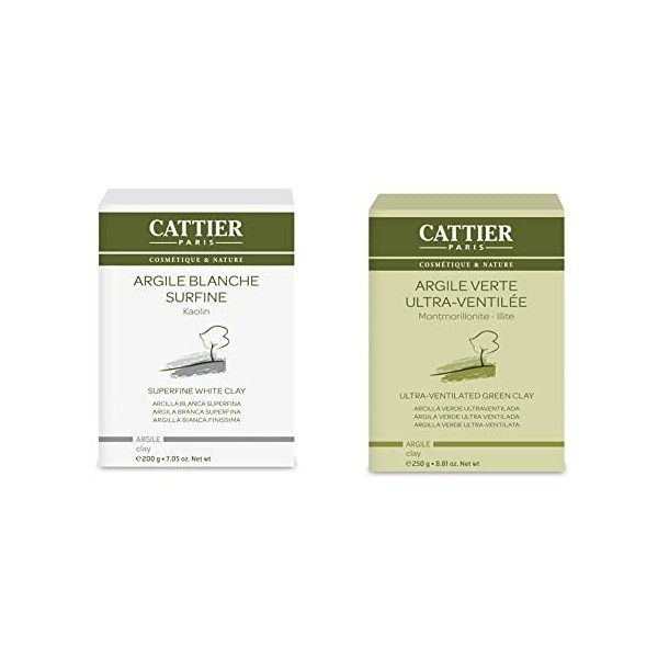 Cattier Vrac Argile Blanche Surfine 200 g & Vrac Argile Verte Ultra Ventilée 250 g