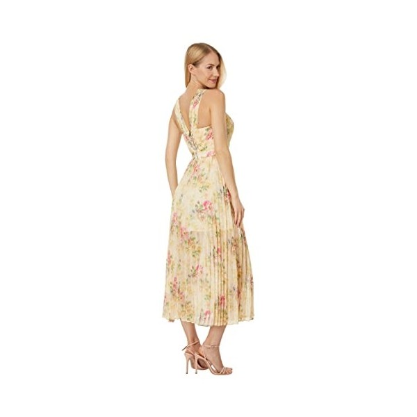 Ted Baker Amerah Cross Front Pleated Midi Dress Tan 5 US 12 