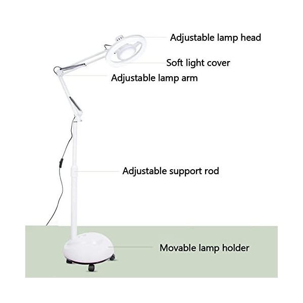 ATAAY Loupe décran Lampe de beauté LED Lumière Froide Roue Pliable à 180 degrés Peut être arrosée Base Tattoo Light Beauty N