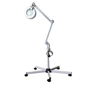 8X LED Loupe Lampadaire, Loupe à Bras Pivotant Réglable pour Soins de la Peau Beauté Cosmétique Maquillage Manucure Tatouage 