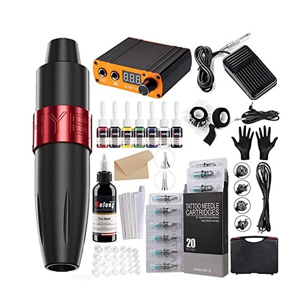 BASENOW Kit de Stylo de Tatouage Rotatif, Fournitures de Tatouage pour Artistes de Tatouage, Machine de Tatouage de Cadre en 