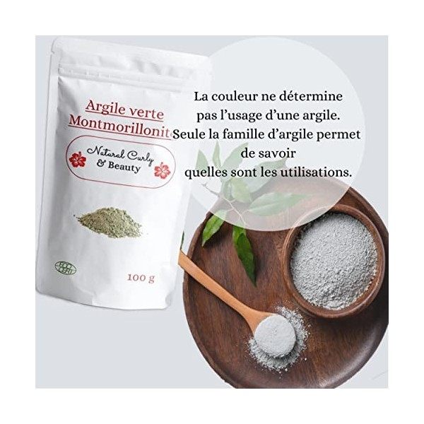 Argile verte montmorillonite ECO-CERT avec pinceau applicateur en silicone - Nettoie les pores en profondeur, hydrate et adou