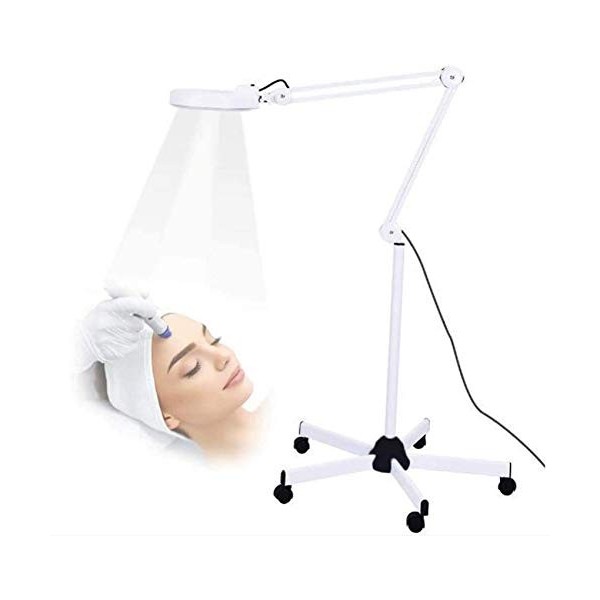 ATAAY 8X LED Loupe Lampadaire, Loupe à Bras Pivotant Réglable pour Soins de la Peau Beauté Cosmétique Maquillage Manucure Tat