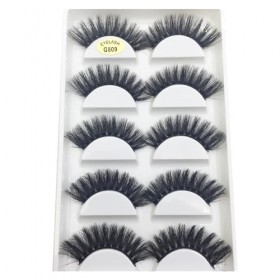 UAMOU 10/50 boîtes 5 paires de Faux Cils 3D en vison, doux, maquillage, Faux Cils Cilios Maquiagem Cheerfully Color : 5Pairs