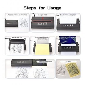 Machine de Transfert de Stylo de Tatouage, Kit dimprimante de Transfert de Tatouage Fil Professionnel 100-240V en Alliage d