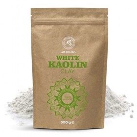Argile Kaolin Blanc - 500g - Argile Blanche - Poudre Argile de Kaolin Blanche Pure et Naturelle - Purifiante et Tonifiante po