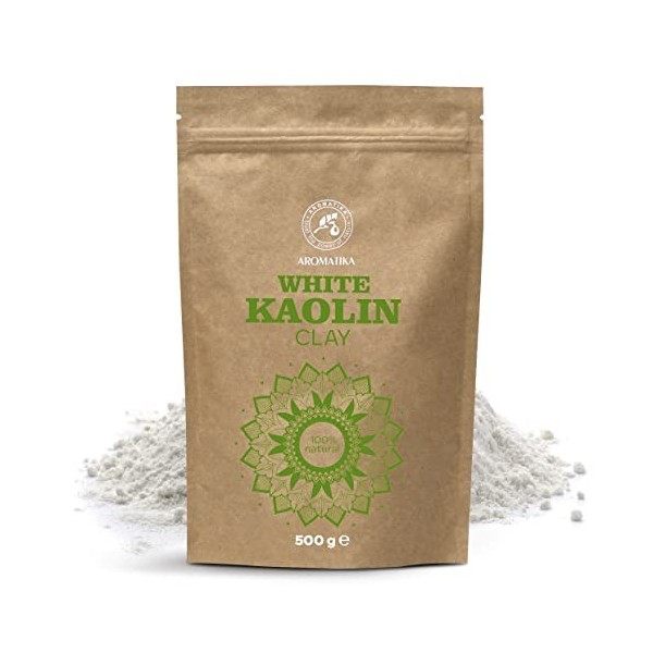 Argile Kaolin Blanc - 500g - Argile Blanche - Poudre Argile de Kaolin Blanche Pure et Naturelle - Purifiante et Tonifiante po