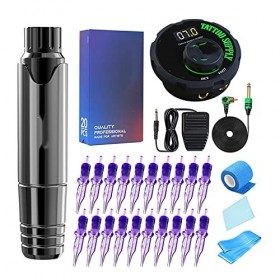 Machine à tatouage Kit de stylo de tatouage Style de stylo LCD Dual Power Alimentation Pro Cartouche de cartouche Portes PMU 