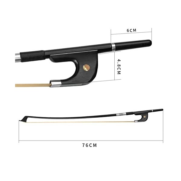 FLFL Durable 4/4 Double Bass Bow Fibre De Carbone Bâton Rond Stick Tour Blanc Ebony Frog Paris Eye Inlay Archet Violon Standa