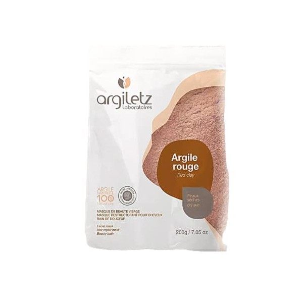  ARCILIA Argiletz - Argile Rouge en poudre ultra-ventilée - Sachet 200g - masques, soins, cure, beauté