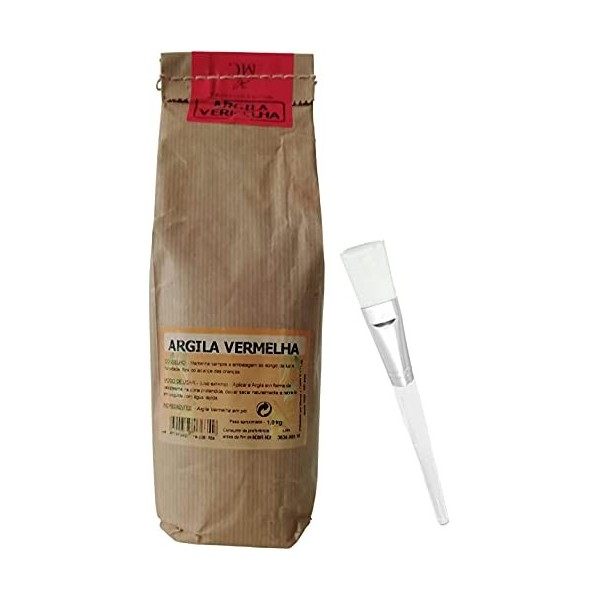 Argile ROUGE en Poudre 100% PURE Naturelle avec Spatule 1KG pour Cheveaux et Visage - Emballage Écologique Papier Kraft Roug